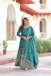 KA 1216 Silver Crunchy Sequins Embroidered Work Gown With Dupatta Suppliers In India